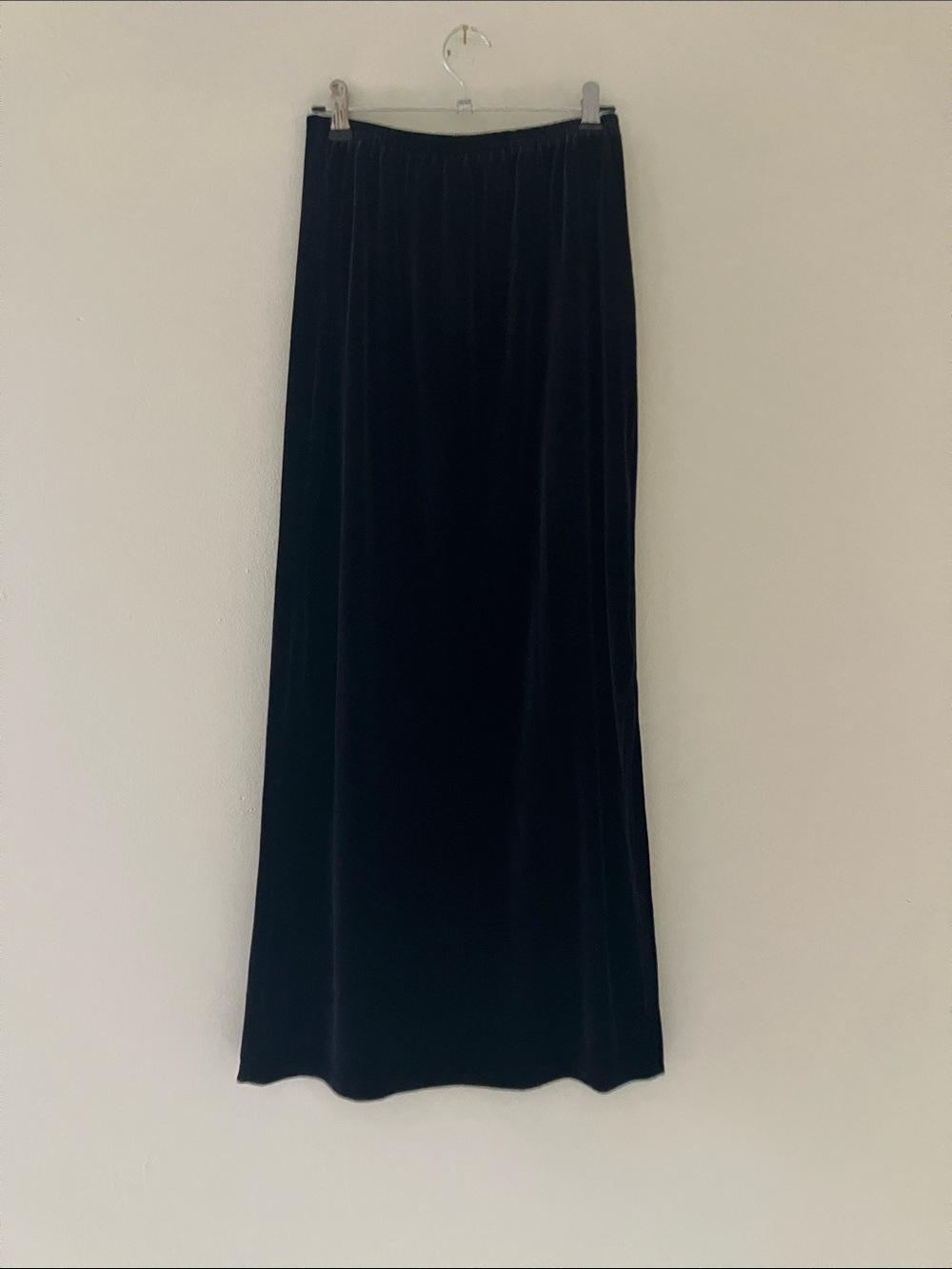 Vintage Black Velvet Maxi Skirt w Slit